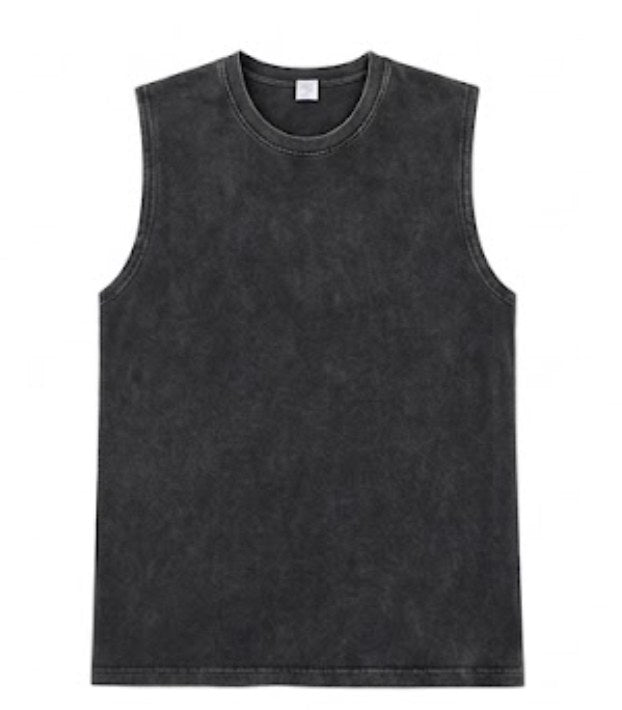 Vintage Washed Sleeveless Tee — Washed Black