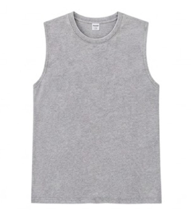 Vintage Washed Sleeveless Tee — Light Grey