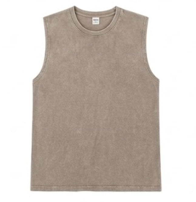 Vintage Washed Sleeveless Tee — Khaki