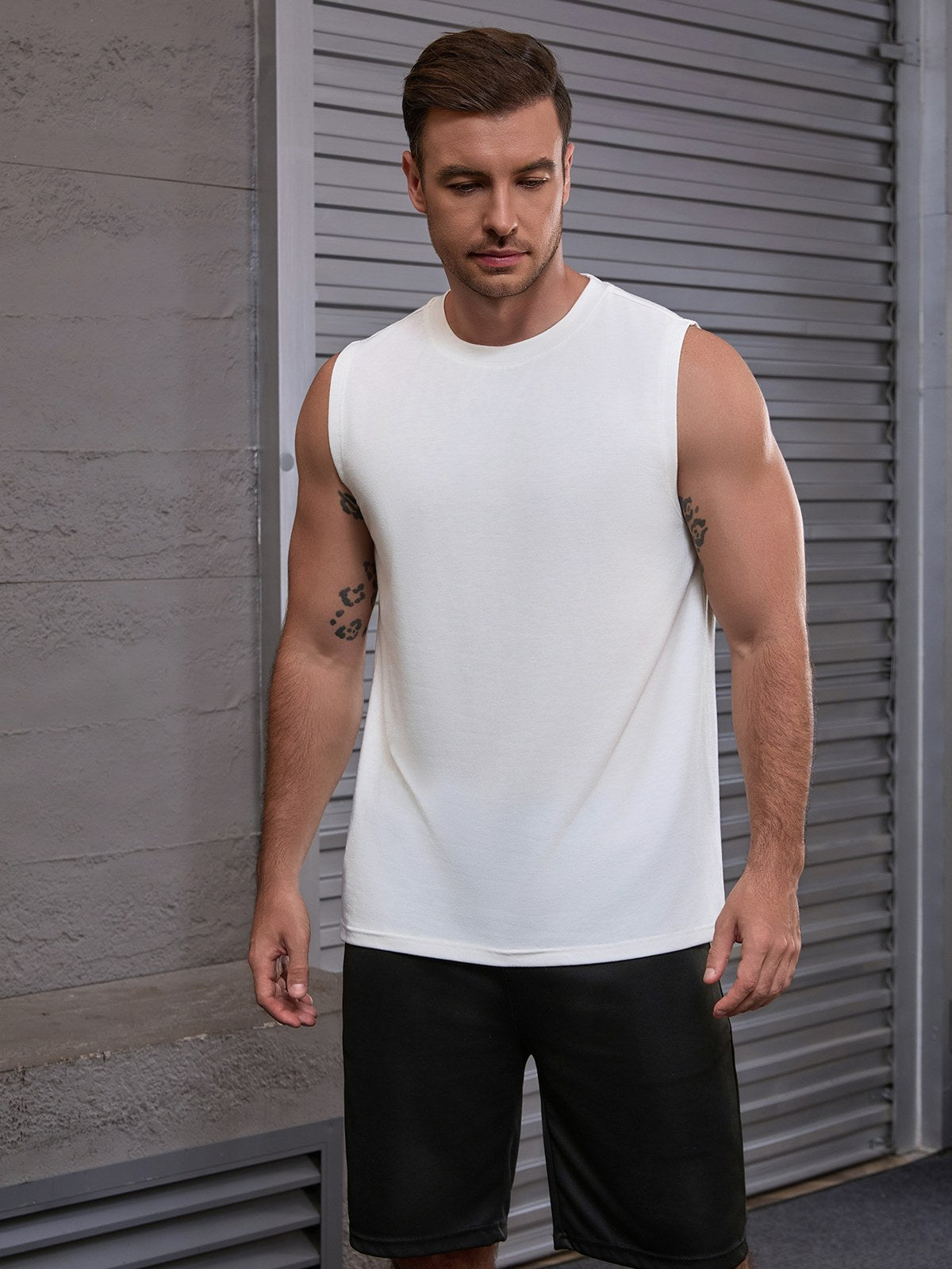 Men's Sleeveless Muscle Tee — White