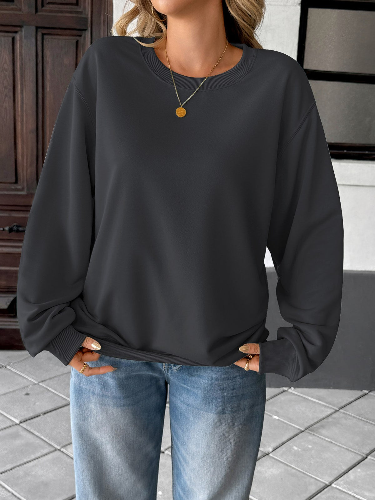 Unisex Relaxed Crewneck Sweatshirt — Dark Gray