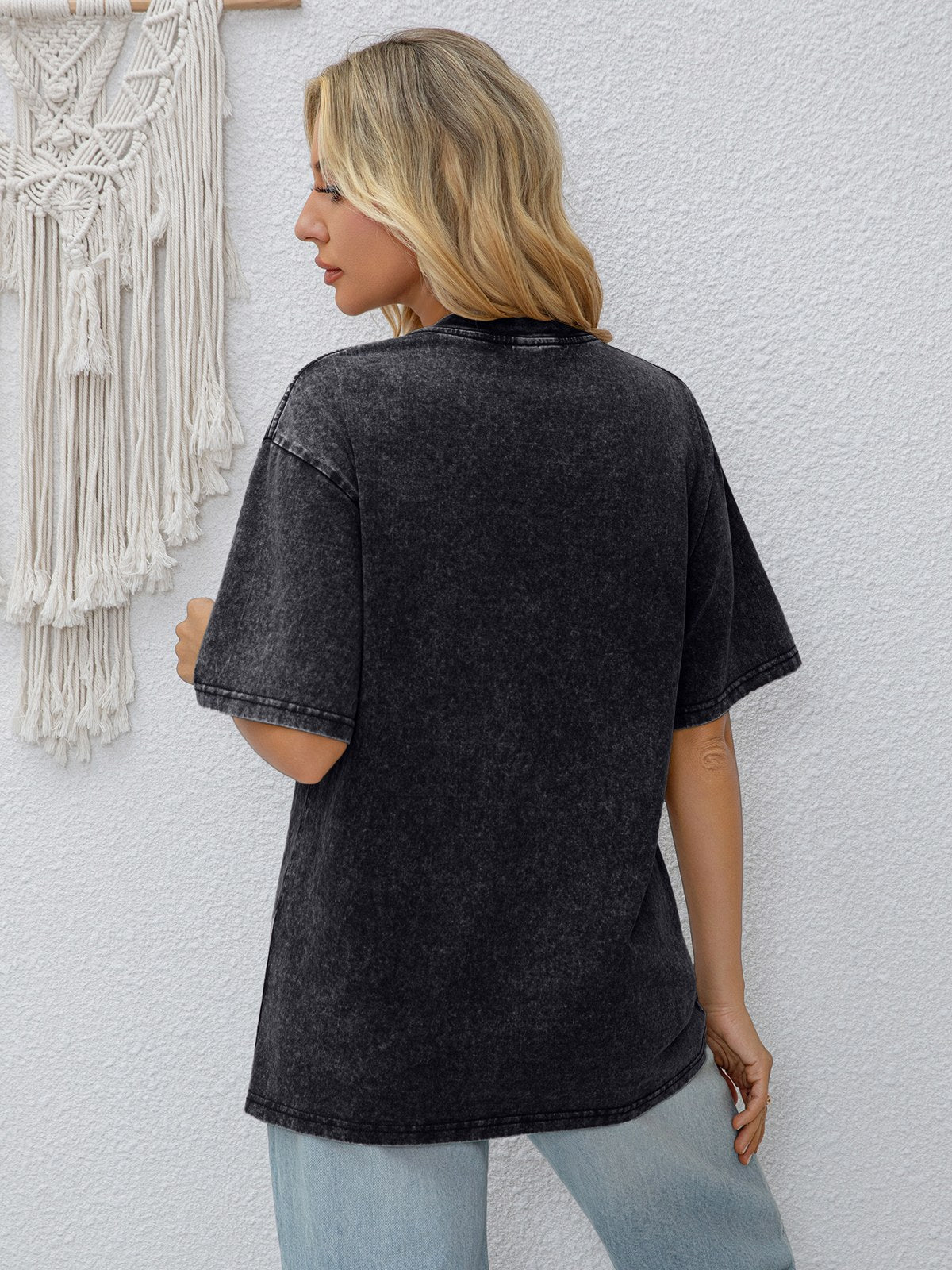 Unisex Acid Wash Oversized Tee — Black