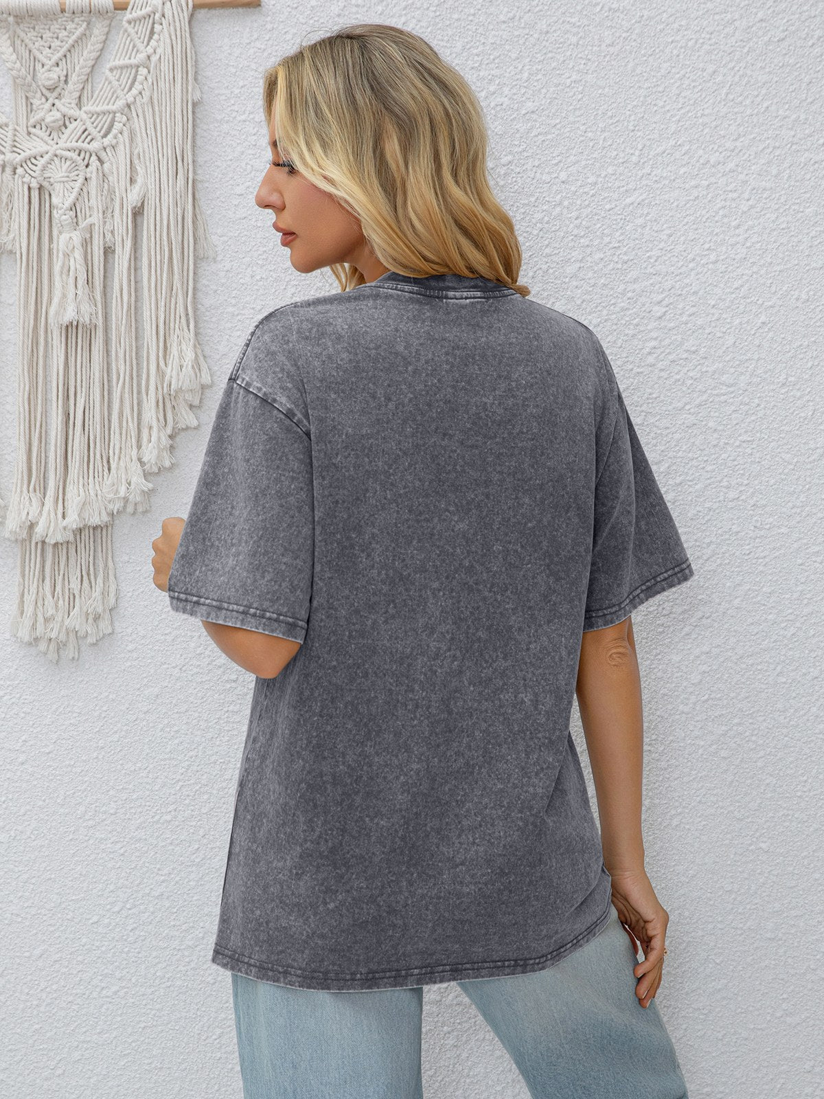 Unisex Acid Wash Oversized Tee — Gray